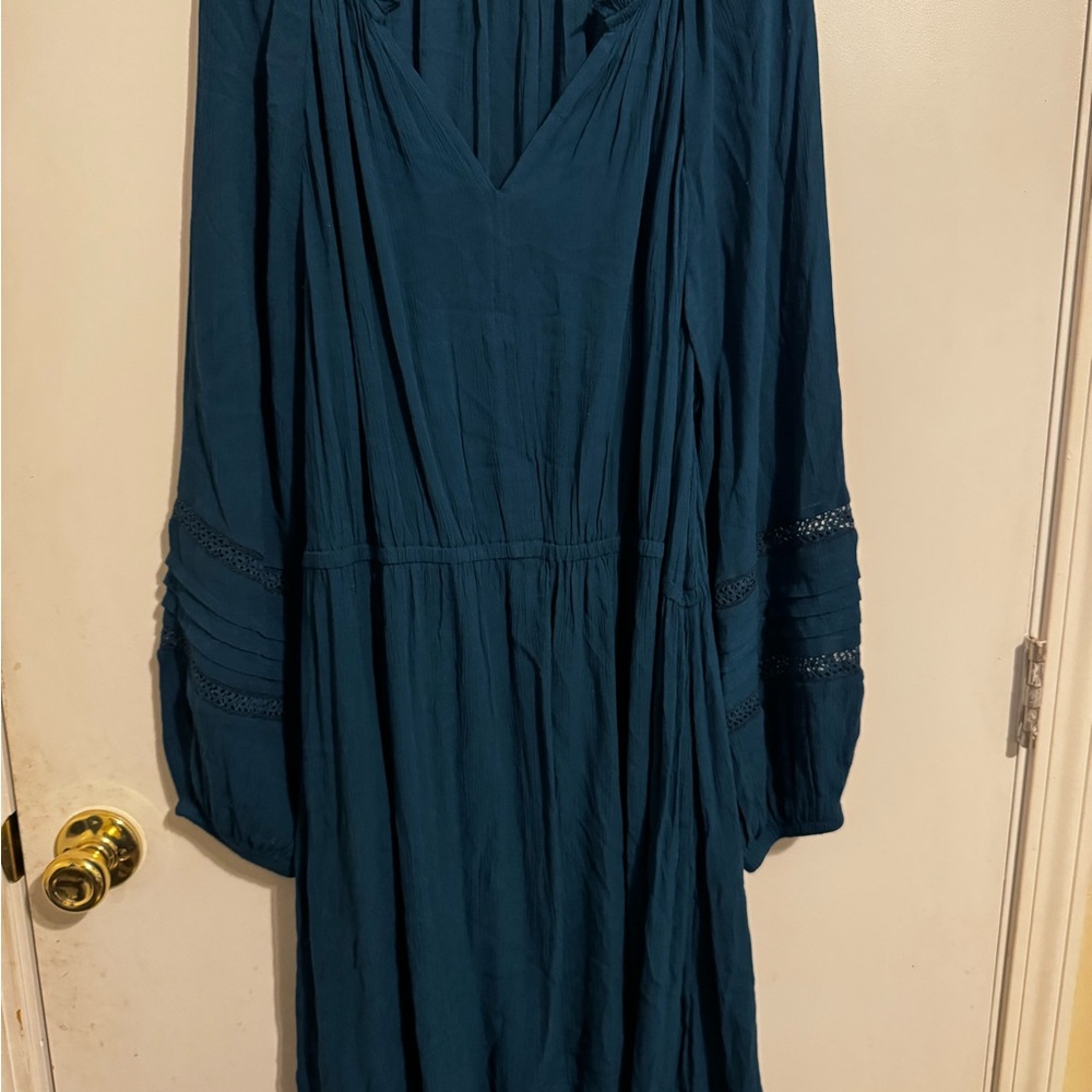Knox Rose Blue Bishop Sleeve V-Neck Sundress